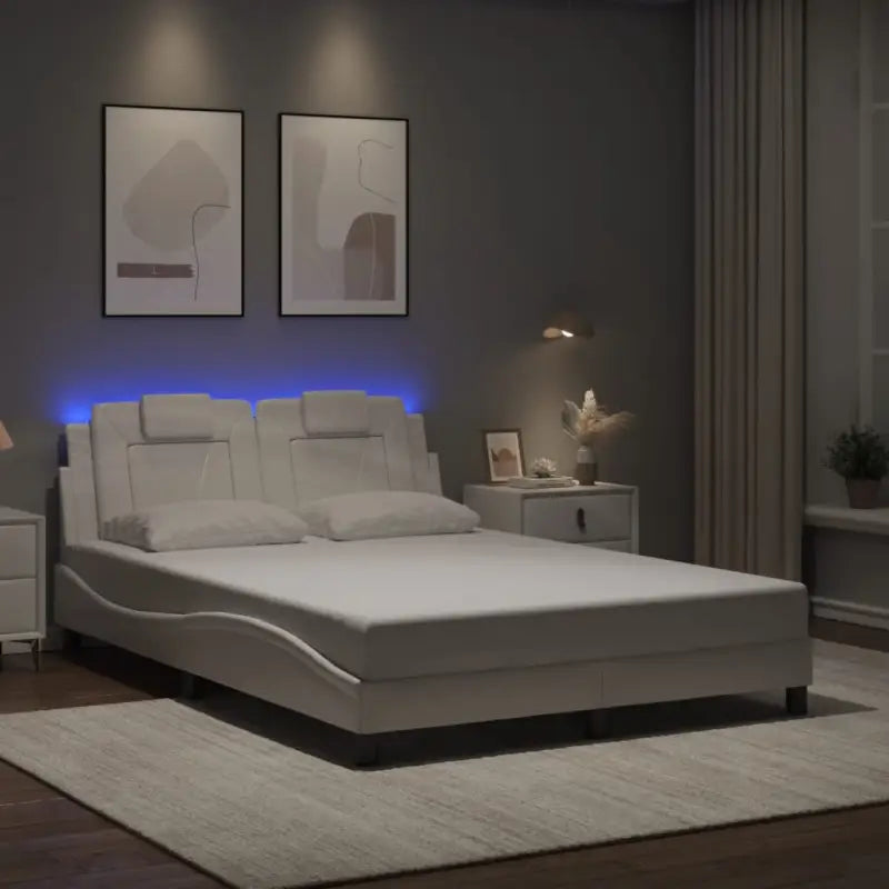Bedframe met LED-verlichting en multiplex lattenbodem voor comfort - Wit / 140 x 190 cm - Bedden & bedframes