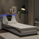 Bedframe met LED-verlichting en multiplex lattenbodem voor comfort - Wit en zwart / 90 x 190 cm - Bedden & bedframes