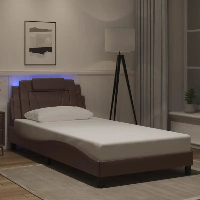 Bedframe met LED-verlichting en multiplex lattenbodem voor comfort - Bruin / 100 x 200 cm - Bedden & bedframes