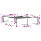 Bedframe met metalen poten en multiplex lattenbodem in grijs sonoma eiken - Bedden & bedframes