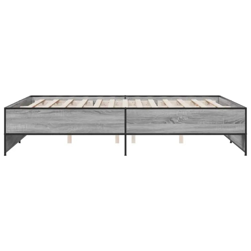 Bedframe met metalen poten en multiplex lattenbodem in grijs sonoma eiken - Bedden & bedframes