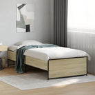 Bedframe met metalen poten en multiplex lattenbodem in grijs sonoma eiken - Sonoma eiken / 75 x 190 cm - Bedden &