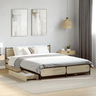 Bedframe met metalen poten en multiplex lattenbodem van bewerkt hout - Sonoma eiken / 135 x 190 cm - Bedden & bedframes