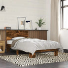 Bedframe met metalen poten en multiplex lattenbodem van bewerkt hout - Gerookt eiken / 75 x 190 cm - Bedden & bedframes