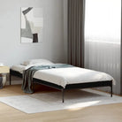 Bedframe met metalen poten en multiplex lattenbodem van bewerkt hout - Zwart / 90 x 200 cm / 30 cm - Bedden & bedframes