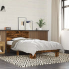 Bedframe met metalen poten en multiplex lattenbodem van bewerkt hout - Gerookt eiken / 90 x 190 cm - Bedden & bedframes