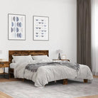 Bedframe met metalen poten en multiplex lattenbodem van bewerkt hout - Gerookt eiken / 120 x 190 cm - Bedden & bedframes