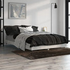 Bedframe met metalen poten en multiplex lattenbodem van bewerkt hout - Betongrijs / 120 x 190 cm - Bedden & bedframes