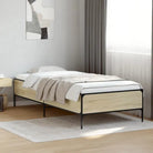 Bedframe met metalen poten en multiplex lattenbodem van bewerkt hout - Sonoma eiken / 90 x 190 cm / 44 cm - Bedden &