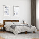 Bedframe met metalen poten en multiplex lattenbodem van bewerkt hout - Gerookt eiken / 120 x 200 cm - Bedden & bedframes