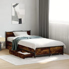 Bedframe met metalen poten en multiplex lattenbodem van bewerkt hout - Gerookt eiken / 75 x 190 cm - Bedden & bedframes