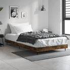 Bedframe met metalen poten en multiplex lattenbodem voor goede nachtrust - Gerookt eiken / 90 x 200 cm - Bedden &
