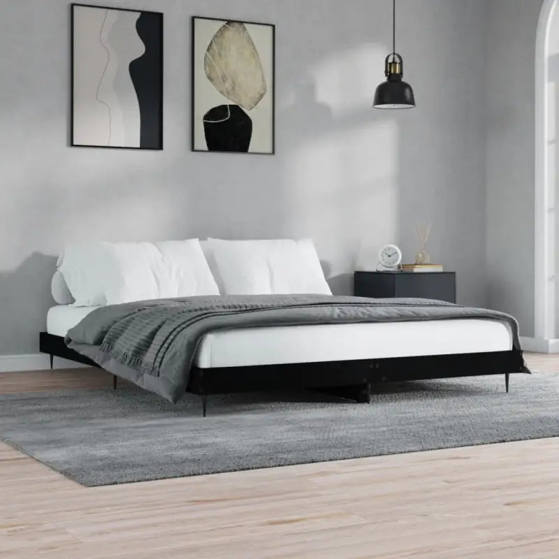 Bedframe met metalen poten en multiplex lattenbodem voor goede nachtrust - Zwart / 160 x 200 cm - Bedden & bedframes