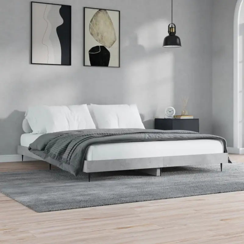 Bedframe met metalen poten en multiplex lattenbodem voor goede nachtrust - Betongrijs / 120 x 200 cm - Bedden &