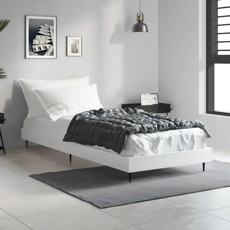 Bedframe met metalen poten en multiplex lattenbodem voor goede nachtrust - Wit / 75 x 190 cm - Bedden & bedframes