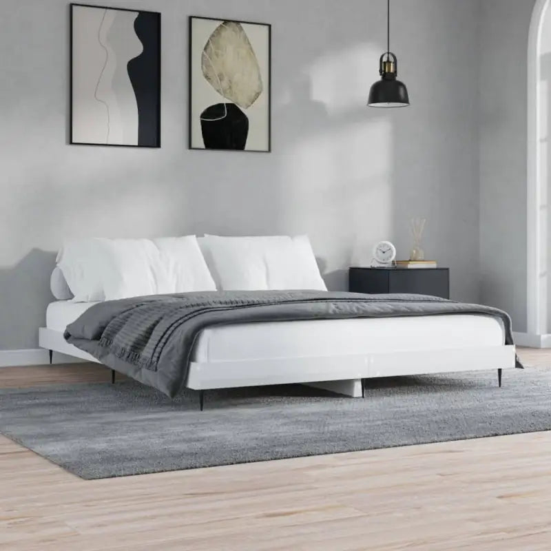 Bedframe met metalen poten en multiplex lattenbodem voor goede nachtrust - Zwart / 100 x 200 cm - Bedden & bedframes