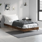 Bedframe met metalen poten en multiplex lattenbodem voor goede nachtrust - Gerookt eiken / 75 x 190 cm - Bedden &