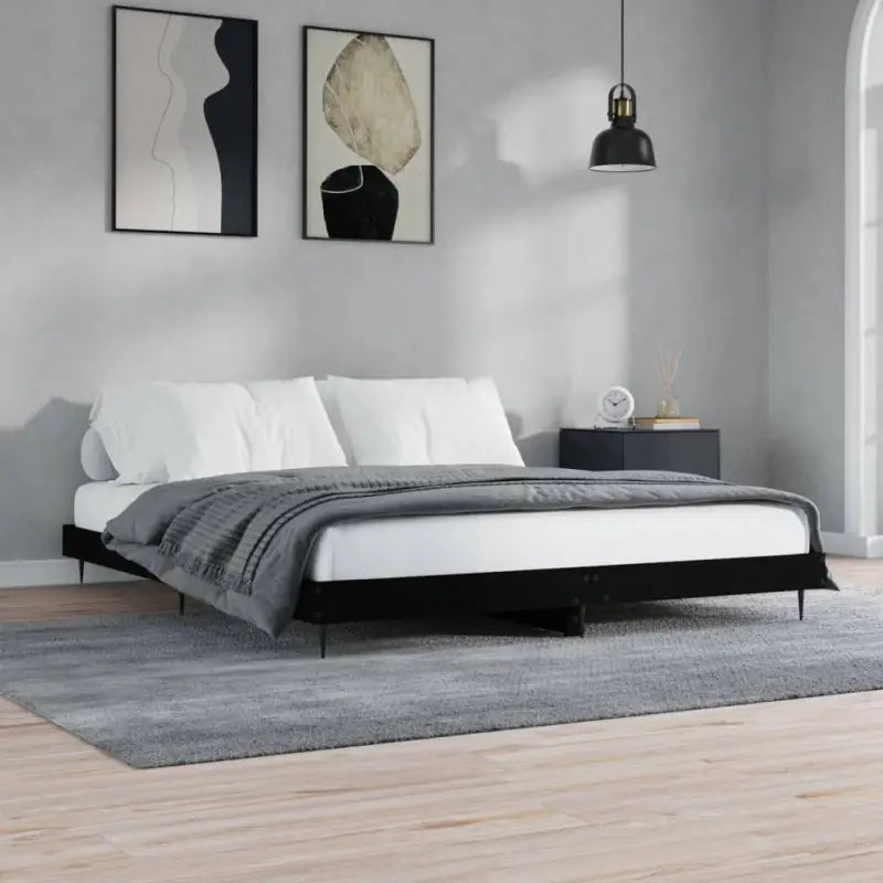 Bedframe met metalen poten en multiplex lattenbodem voor goede nachtrust - Zwart / 180 x 200 cm - Bedden & bedframes