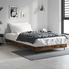 Bedframe met metalen poten en multiplex lattenbodem voor goede nachtrust - Gerookt eiken / 100 x 200 cm - Bedden &