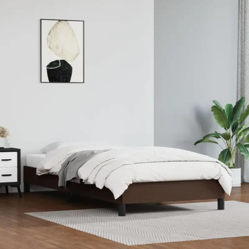 Bedframe met multiplex lattenbodem en duurzaam kunstleer - Bruin / 80 x 200 cm / 25 cm - Bedden & bedframes