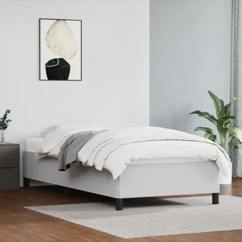 Bedframe met multiplex lattenbodem en duurzaam kunstleer - Wit / 100 x 200 cm / 35 cm - Bedden & bedframes