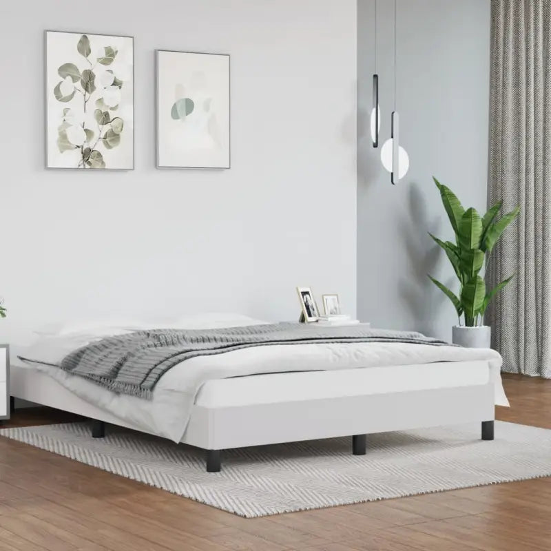 Bedframe met multiplex lattenbodem en duurzaam kunstleer - Wit / 140 x 200 cm / 25 cm - Bedden & bedframes