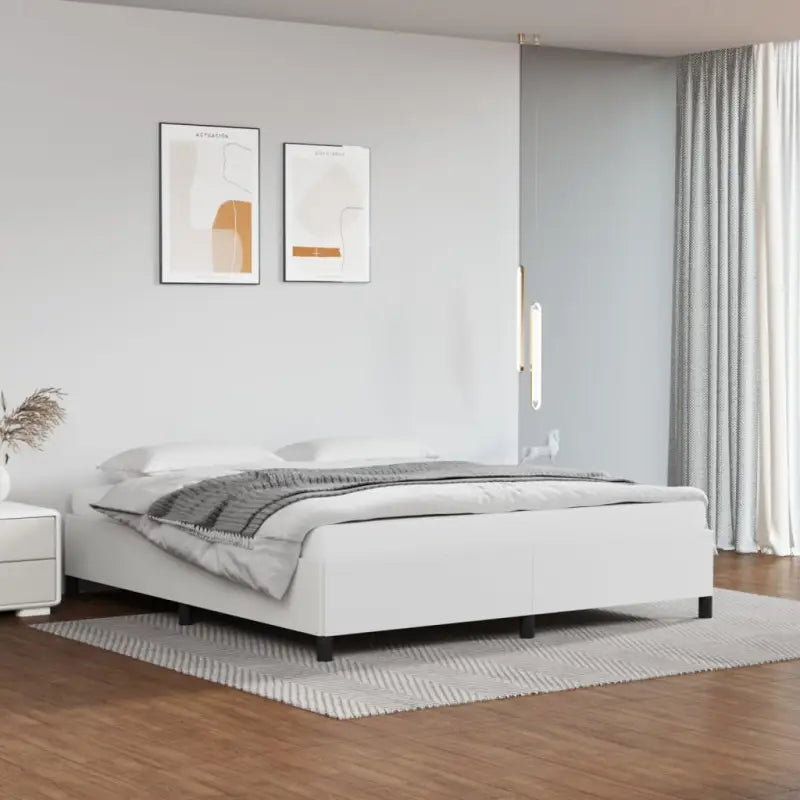 Bedframe met multiplex lattenbodem en duurzaam kunstleer - Wit / 180 x 200 cm / 35 cm - Bedden & bedframes