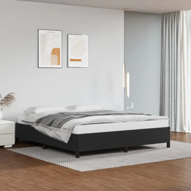 Bedframe met multiplex lattenbodem en duurzaam kunstleer - Zwart / 160 x 200 cm / 35 cm - Bedden & bedframes