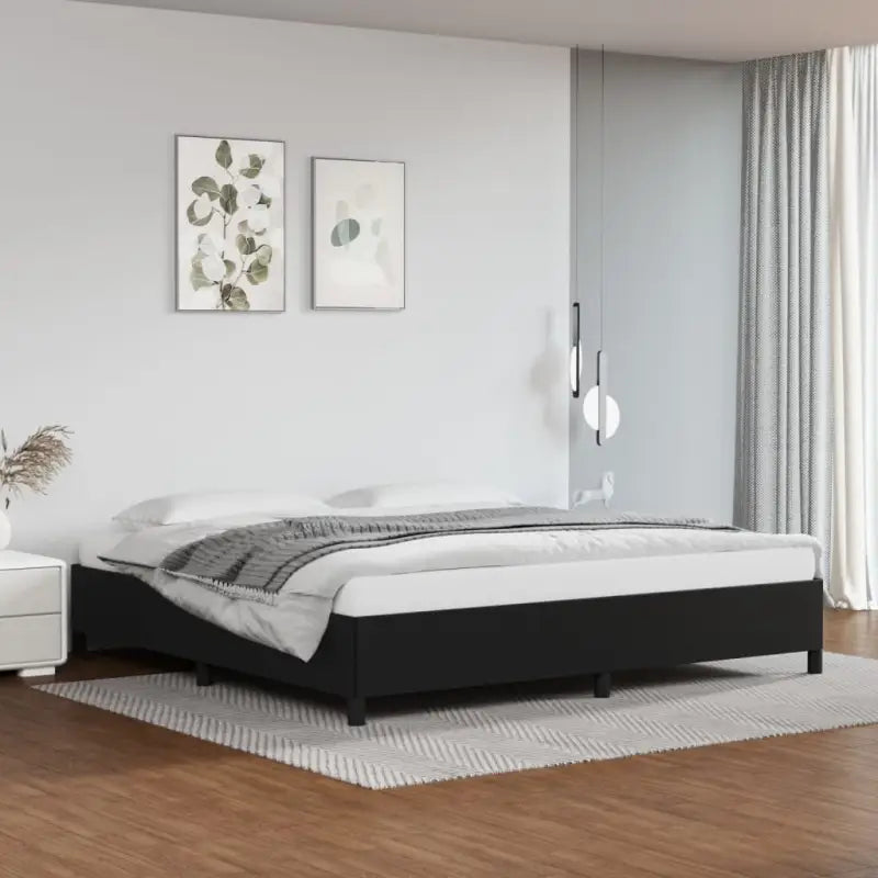 Bedframe met multiplex lattenbodem en duurzaam kunstleer - Zwart / 200 x 200 cm / 35 cm - Bedden & bedframes