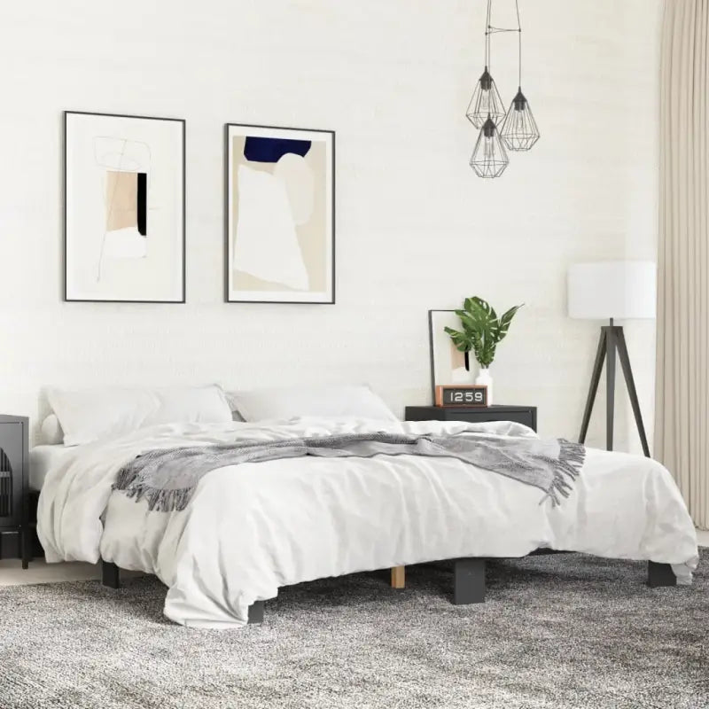 Bedframe met multiplex lattenbodem van bewerkt hout voor stevige slaap - Zwart / 180 x 200 cm - Bedden & bedframes