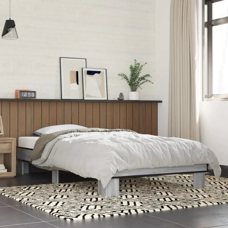 Bedframe met multiplex lattenbodem van bewerkt hout voor stevige slaap - Grijs sonoma / 90 x 200 cm - Bedden & bedframes