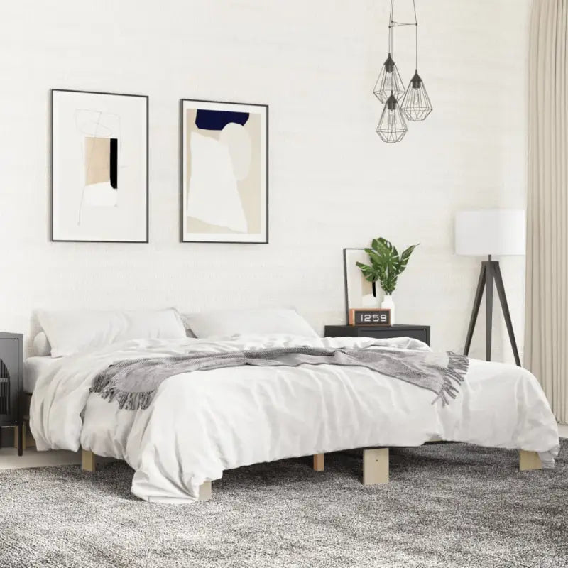 Bedframe met multiplex lattenbodem van bewerkt hout voor stevige slaap - Sonoma eiken / 180 x 200 cm - Bedden &