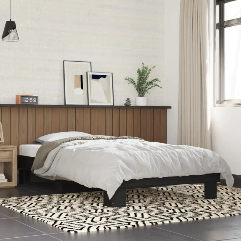 Bedframe met multiplex lattenbodem van bewerkt hout voor stevige slaap - Zwart / 100 x 200 cm - Bedden & bedframes