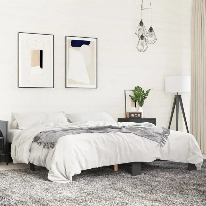 Bedframe met multiplex lattenbodem van bewerkt hout voor stevige slaap - Zwart / 200 x 200 cm - Bedden & bedframes