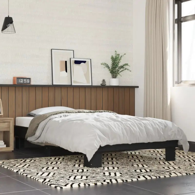 Bedframe met multiplex lattenbodem van bewerkt hout voor stevige slaap - Zwart / 90 x 200 cm - Bedden & bedframes