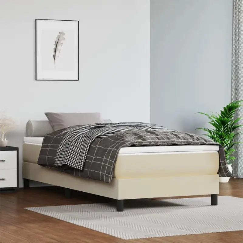 Bedframe met multiplex lattenbodem voor een comfortabele slaapervaring - Crème / 90 x 190 cm / 25 cm - Bedden &