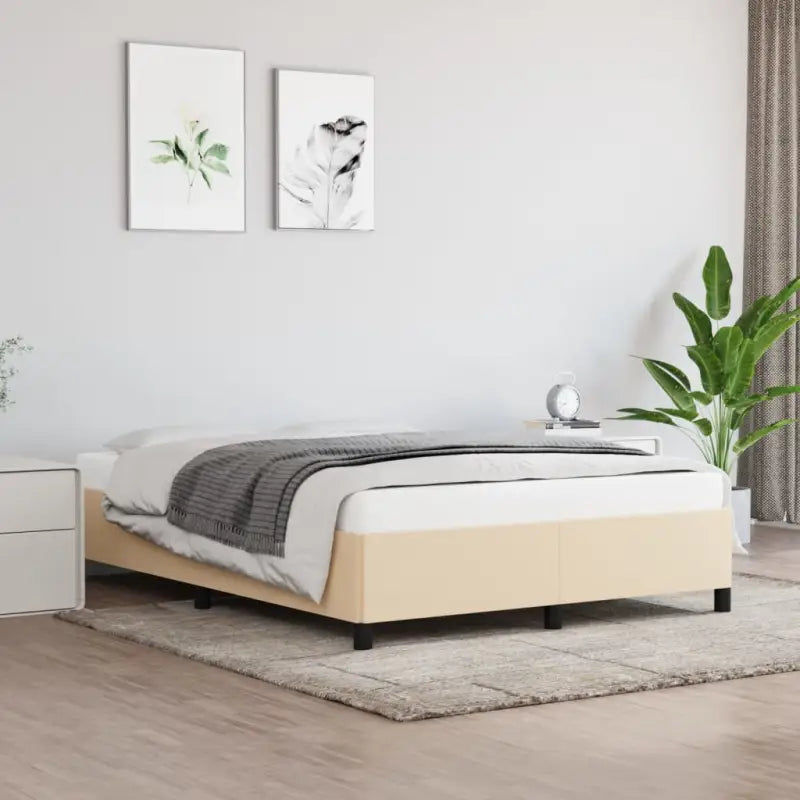 Bedframe met multiplex lattenbodem voor een stevige ademende slaapplaats - Crème / 140 x 200 cm / 35 cm - Bedden &