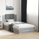 Bedframe met rgb led-verlichting en hoofdeinde voor een stijlvolle slaapkamer - Grijs sonoma / 90 x 190 cm - Bedden &
