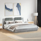 Bedframe met rgb led-verlichting en hoofdeinde voor een stijlvolle slaapkamer - Grijs sonoma / 200 x 200 cm - Bedden &