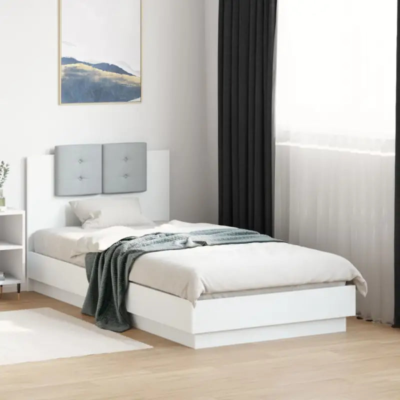 Bedframe met rgb led-verlichting en hoofdeinde voor een stijlvolle slaapkamer - Wit / 75 x 190 cm - Bedden & bedframes