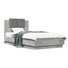 Bedframe met rgb led-verlichting en hoofdeinde voor een stijlvolle slaapkamer - Betongrijs / 75 x 190 cm - Bedden &