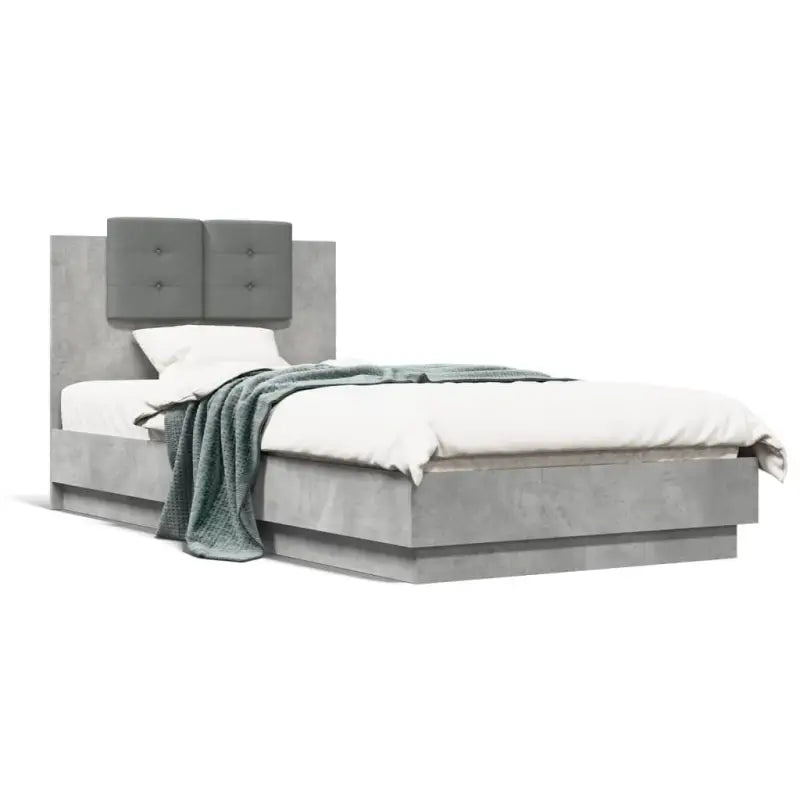 Bedframe met rgb led-verlichting en hoofdeinde voor een stijlvolle slaapkamer - Betongrijs / 75 x 190 cm - Bedden &