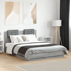 Bedframe met rgb led-verlichting en hoofdeinde voor een stijlvolle slaapkamer - Grijs sonoma / 120 x 190 cm - Bedden &