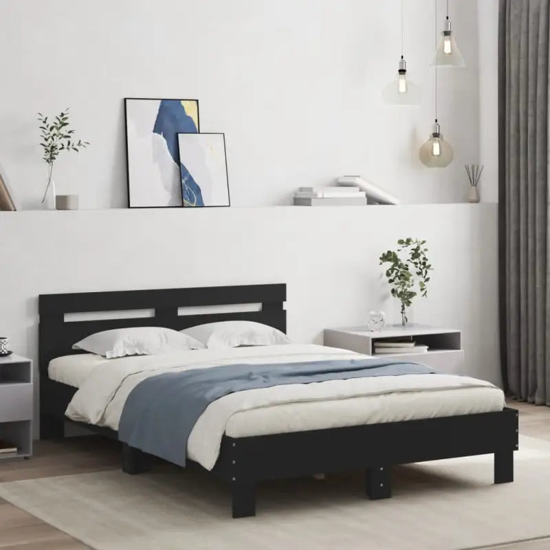 Bedframe met rgb led-verlichting voor een gezellige slaapkamer sfeer - Zwart / 135 x 190 cm - Bedden & bedframes