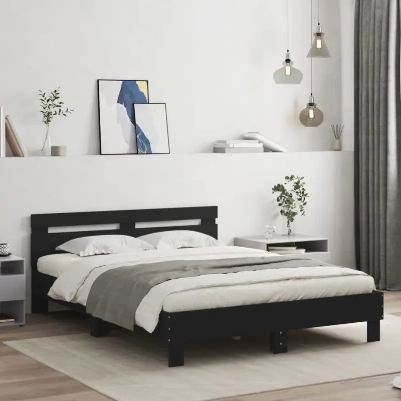 Bedframe met rgb led-verlichting voor een gezellige slaapkamer sfeer - Zwart / 140 x 190 cm - Bedden & bedframes