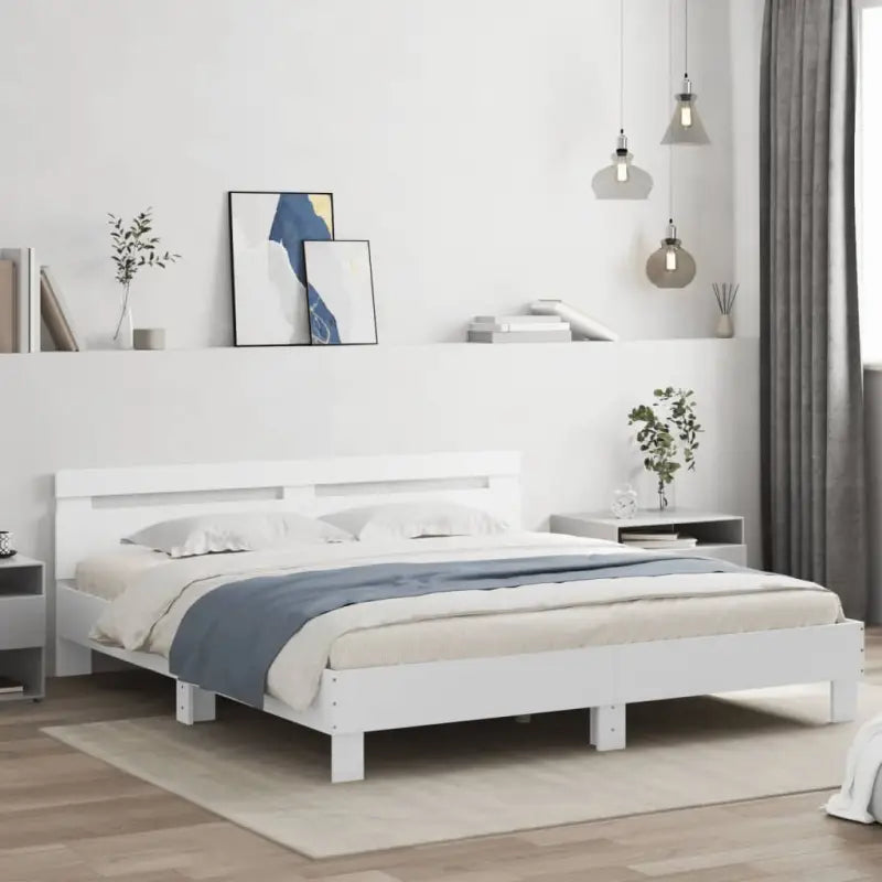 Bedframe met rgb led-verlichting voor een gezellige slaapkamer sfeer - Wit / 180 x 200 cm - Bedden & bedframes