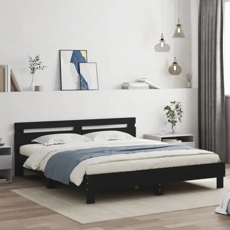 Bedframe met rgb led-verlichting voor een gezellige slaapkamer sfeer - Zwart / 200 x 200 cm - Bedden & bedframes