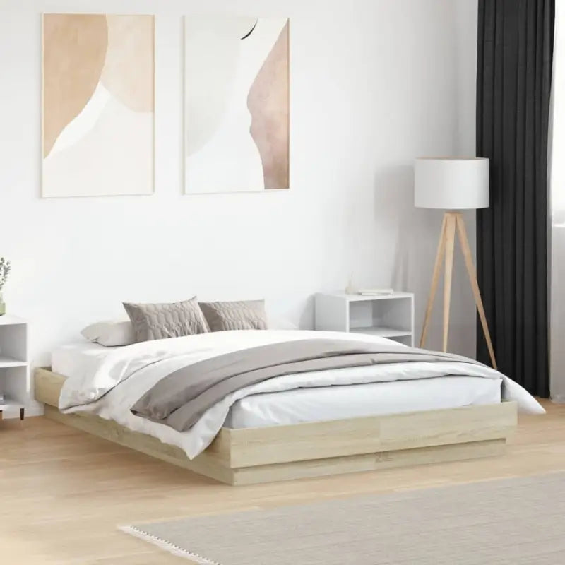 Bedframe met rgb led-verlichting voor een stijlvolle slaapkamer sfeer - Sonoma eiken / 140 x 190 cm - Bedden & bedframes