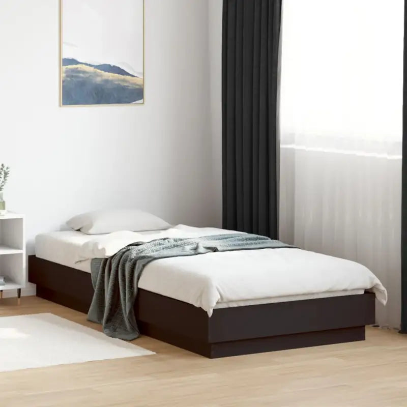 Bedframe van bewerkt hout in grijs sonoma voor een stabiele slaapkamer - Zwart / 90 x 200 cm - Bedden & bedframes