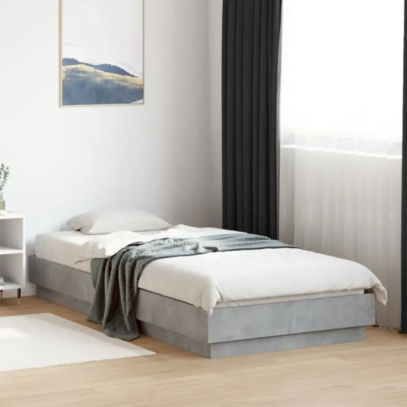 Bedframe van bewerkt hout in grijs sonoma voor een stabiele slaapkamer - Betongrijs / 100 x 200 cm - Bedden & bedframes